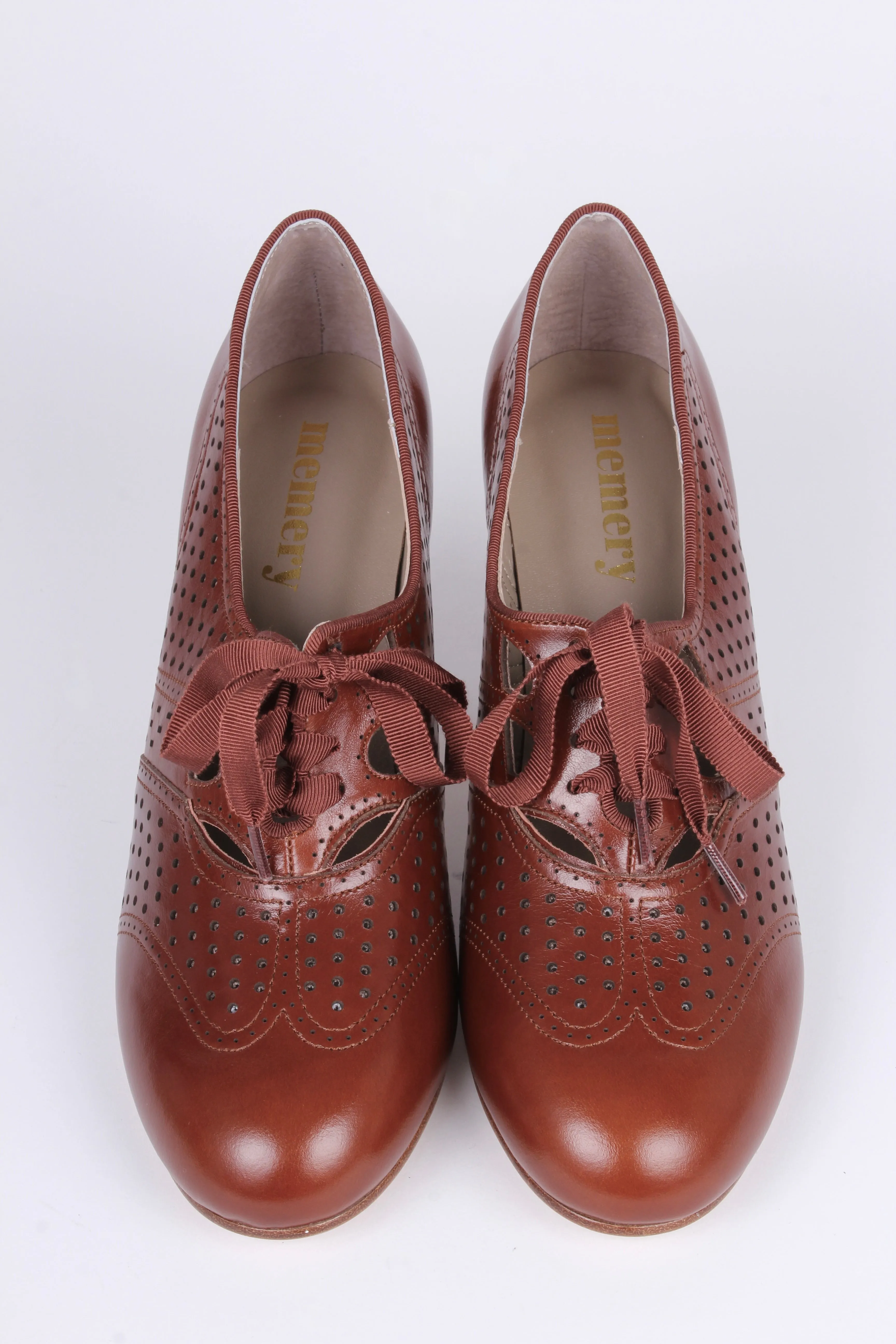 1930s everyday oxford high heel shoes - Cognac brown - Marie