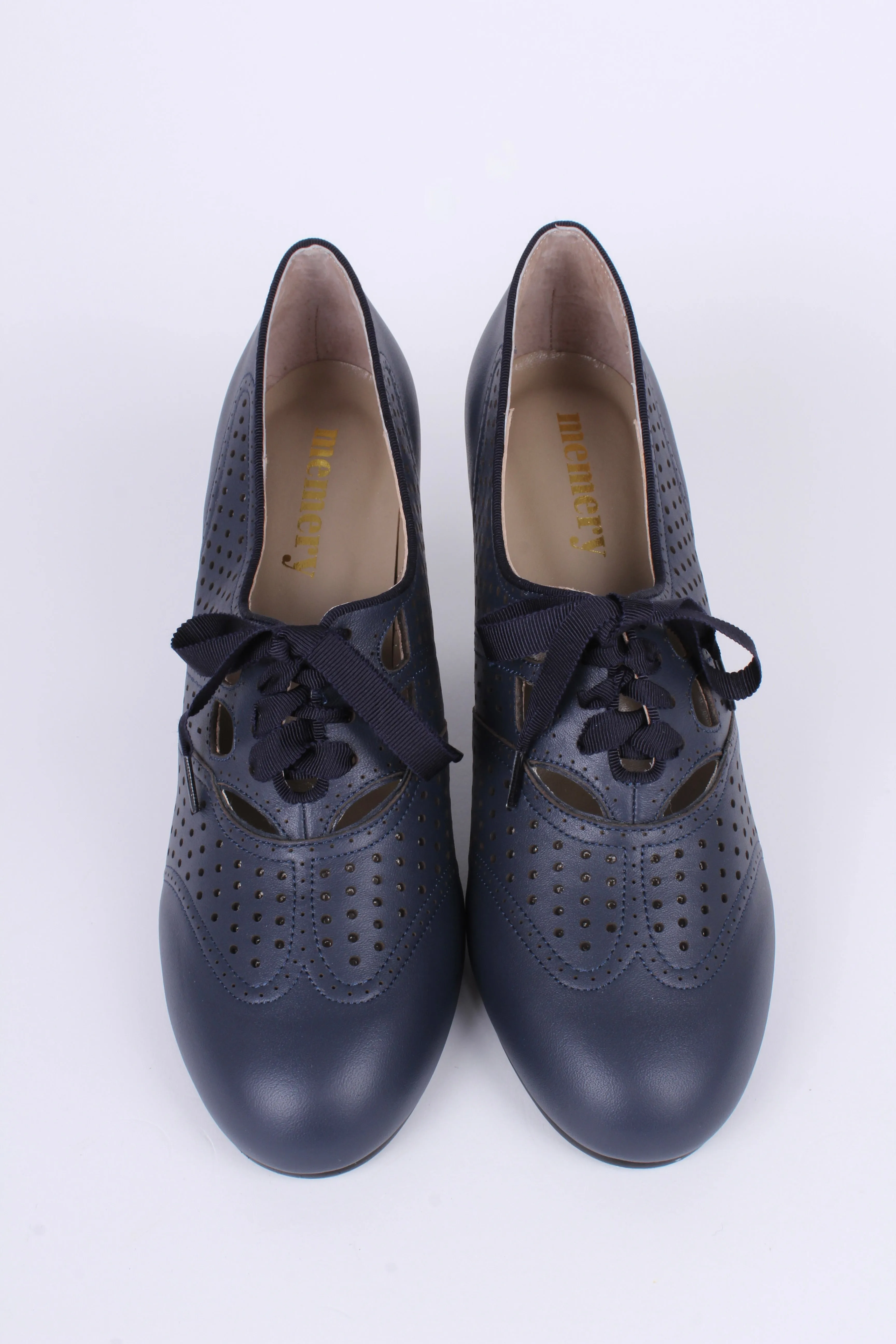 1930s everyday oxford high heel shoes - Marine Blue - Marie
