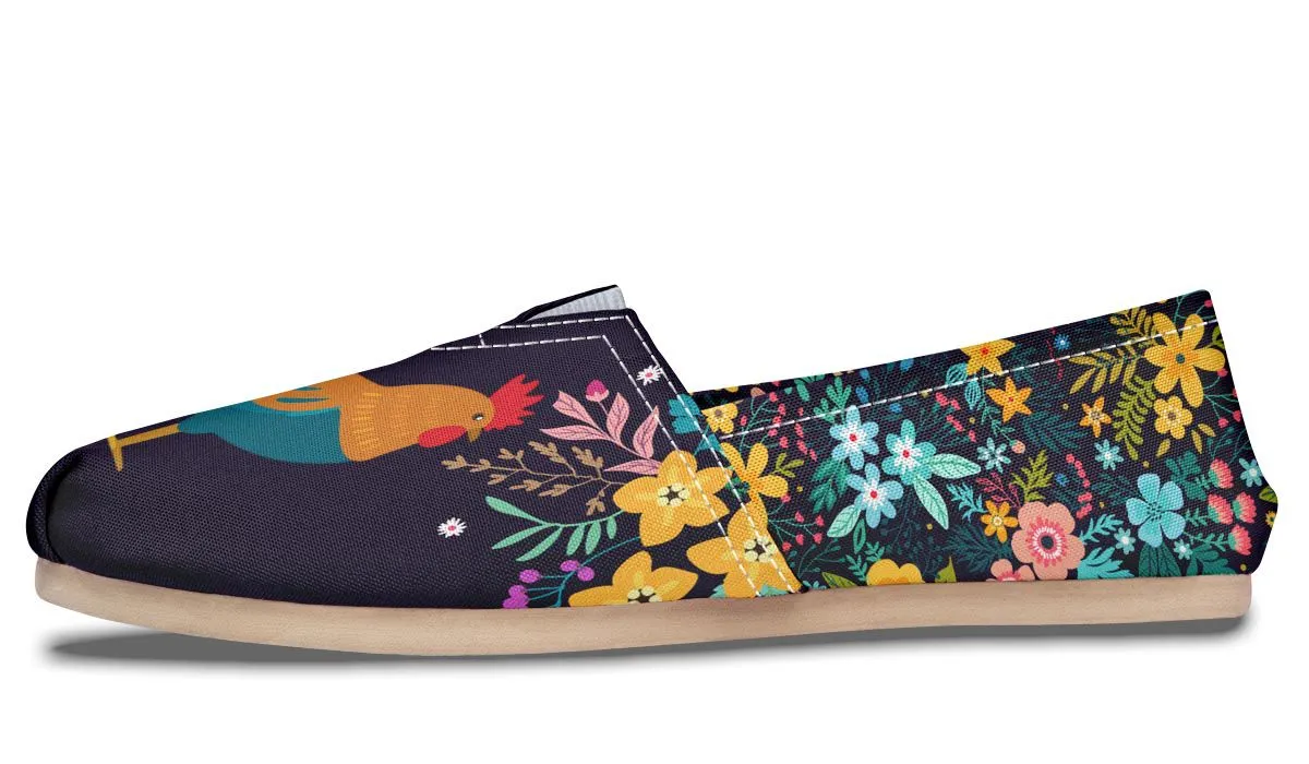 Floral Rooster Casual Shoes
