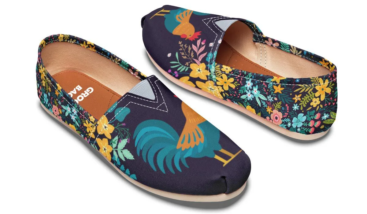 Floral Rooster Casual Shoes