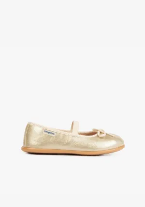 Girl’s Metalic Platinum Basic Ballerinas