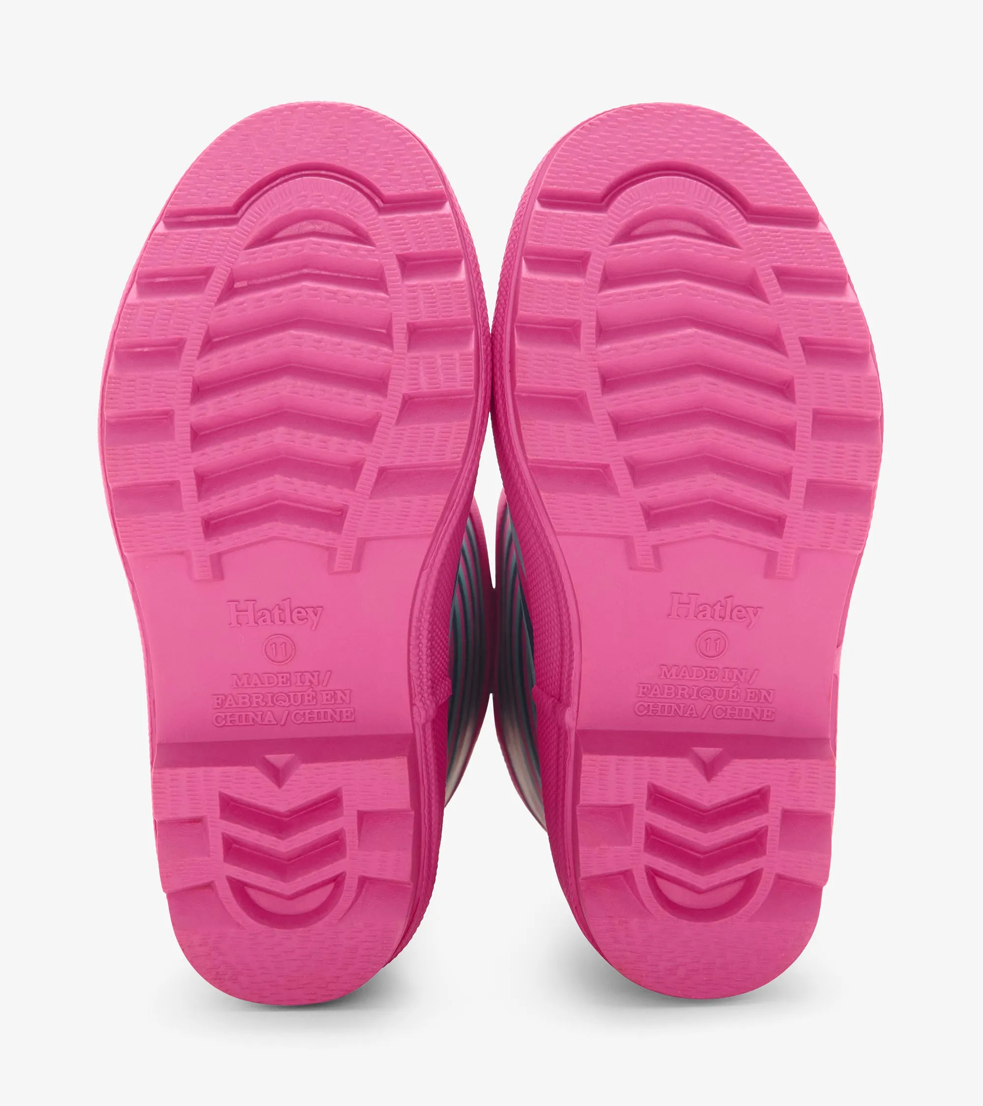 Girls Rose Violet Stripes Matte Wellies