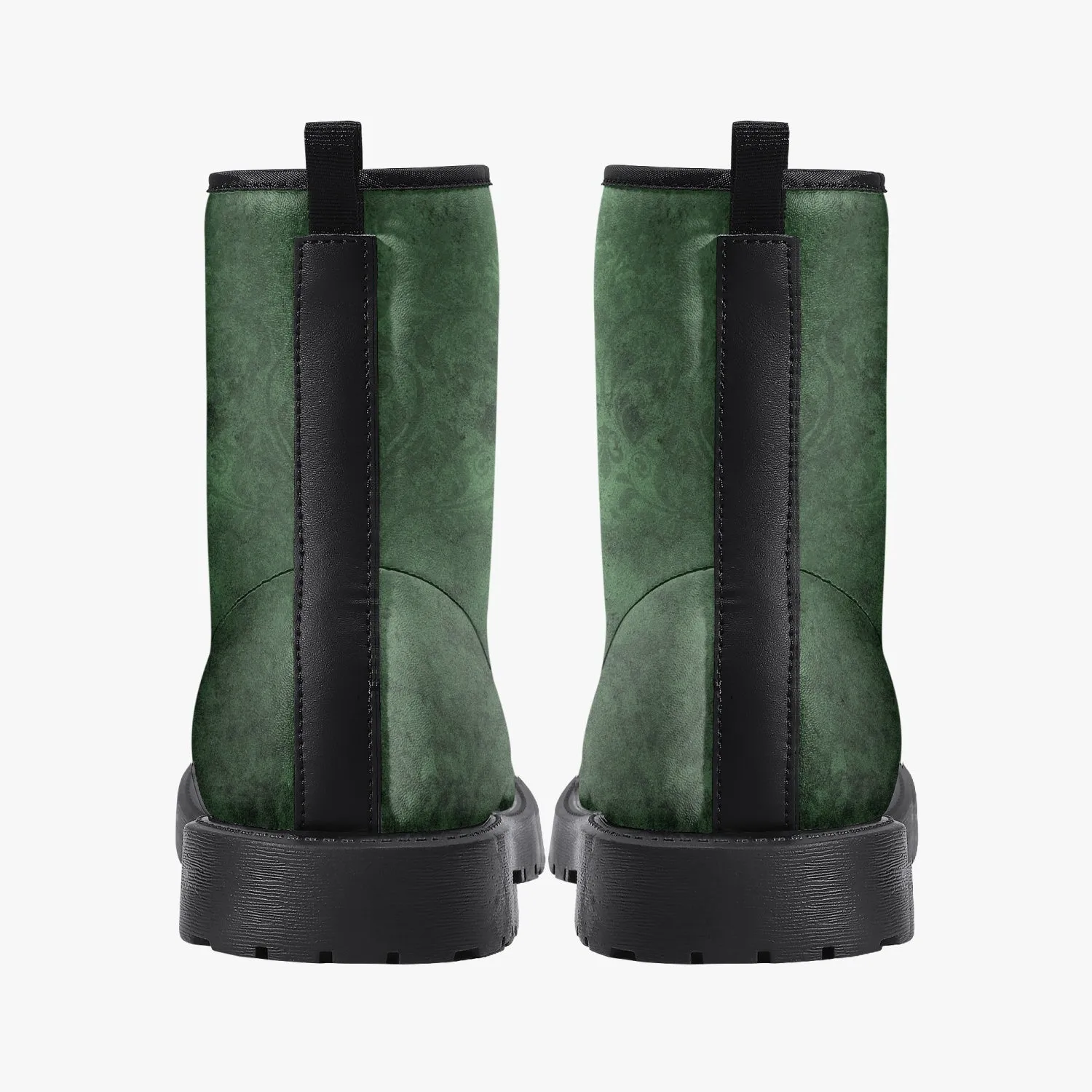 Green Gothic Grunge Vegan leather Combat Boots - Vegan Leather Green Boots (JPREG67)