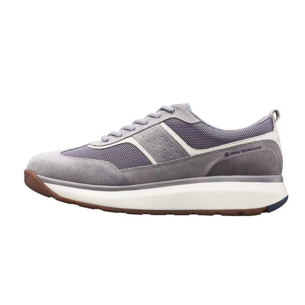 Joya David II Grey Mens Leather & Textile Arch Support Lace Up Shoes