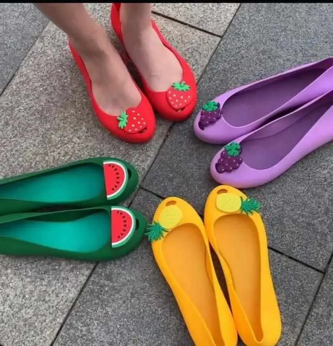 Ladies Flat Spring/Summer Rain PVC Fruit Sandals