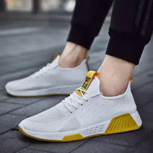 Men White & Yellow Breathable Shoes