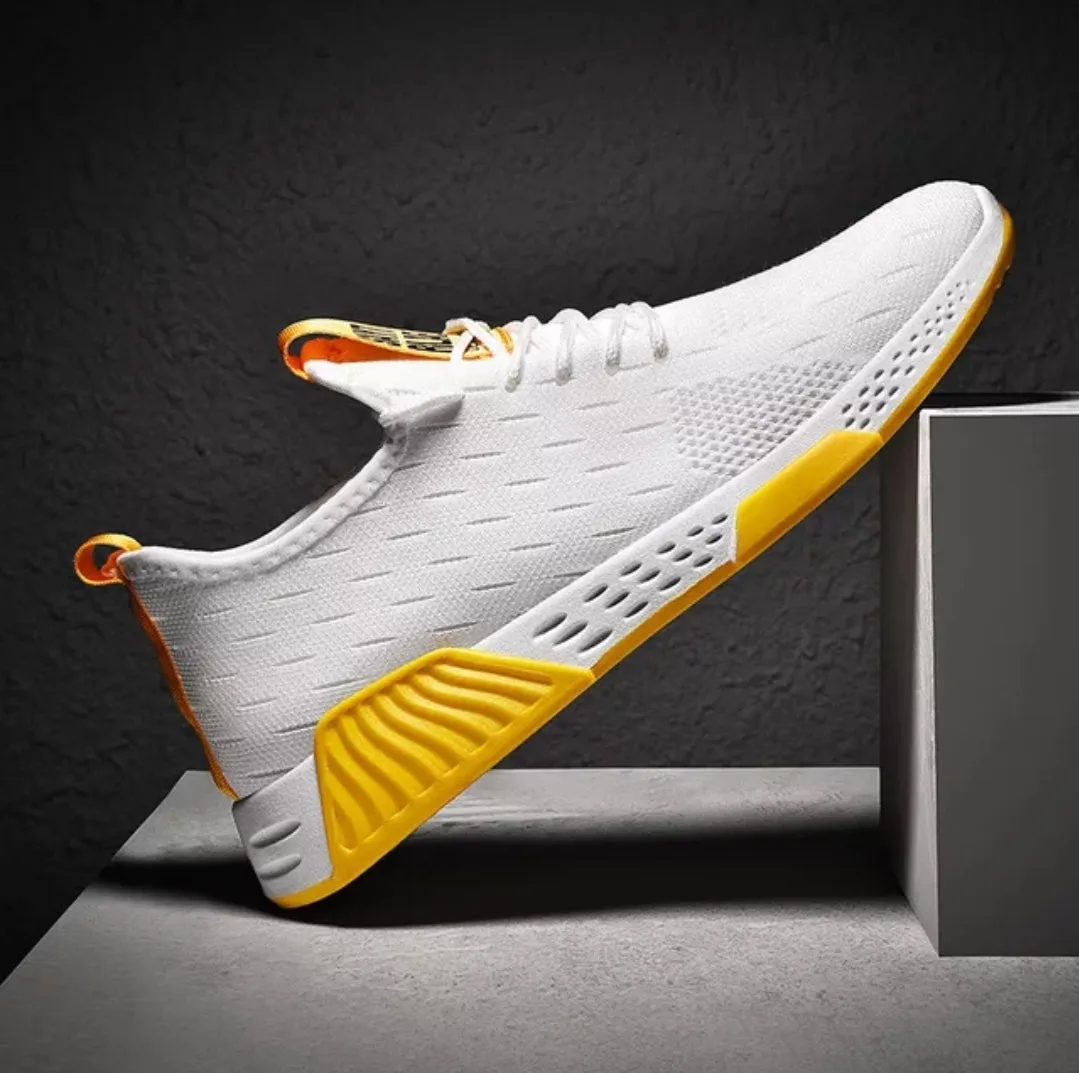 Men White & Yellow Breathable Shoes