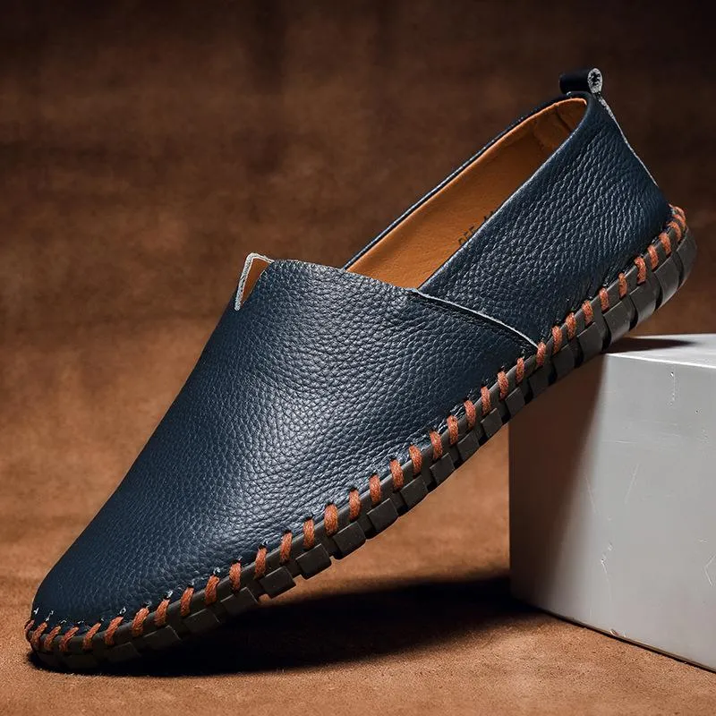Men's casual low-top breathable leather shoes