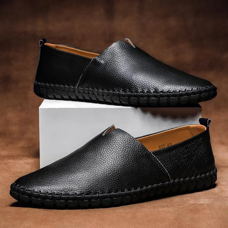 Men's casual low-top breathable leather shoes
