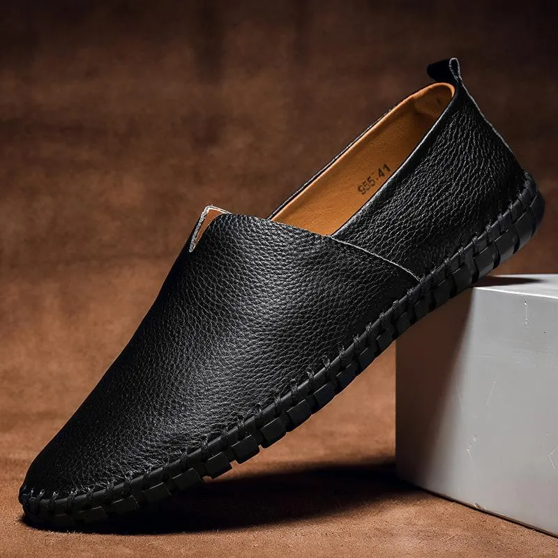 Men's casual low-top breathable leather shoes