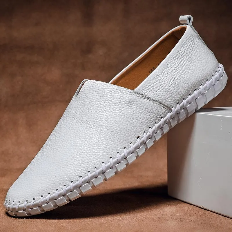 Men's casual low-top breathable leather shoes