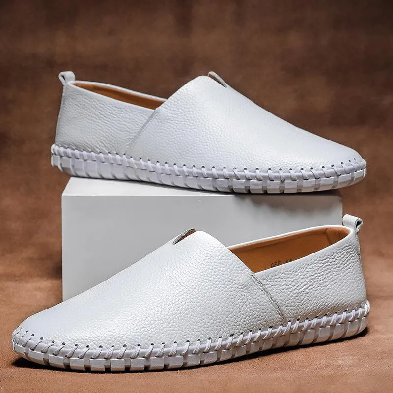 Men's casual low-top breathable leather shoes