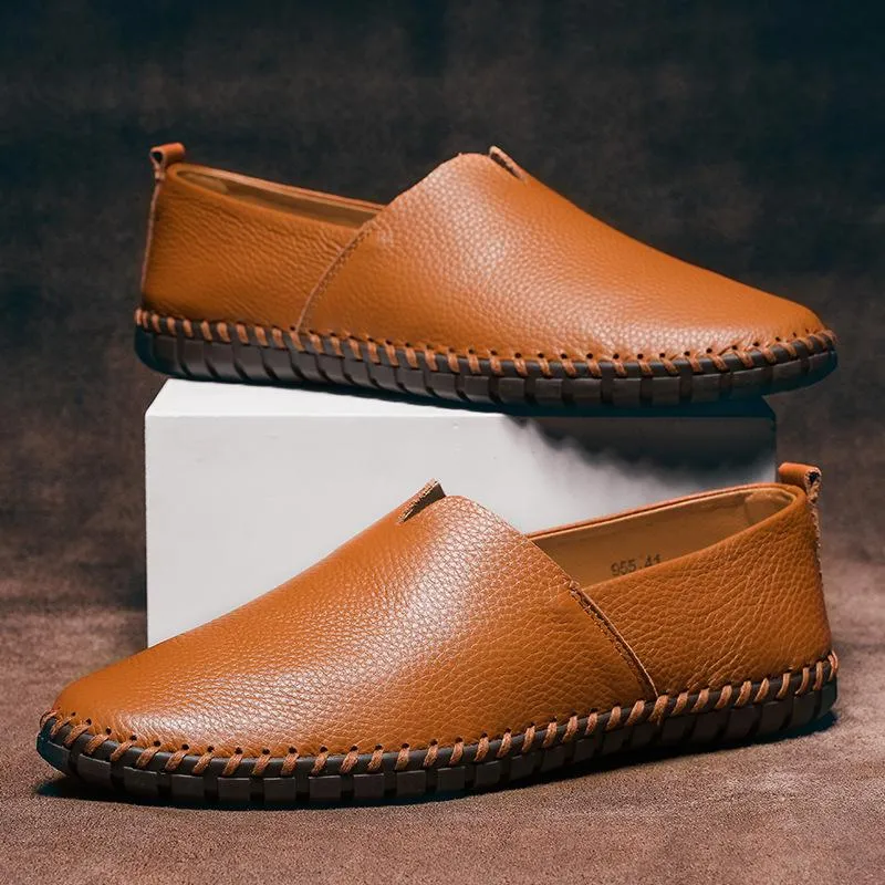 Men's casual low-top breathable leather shoes