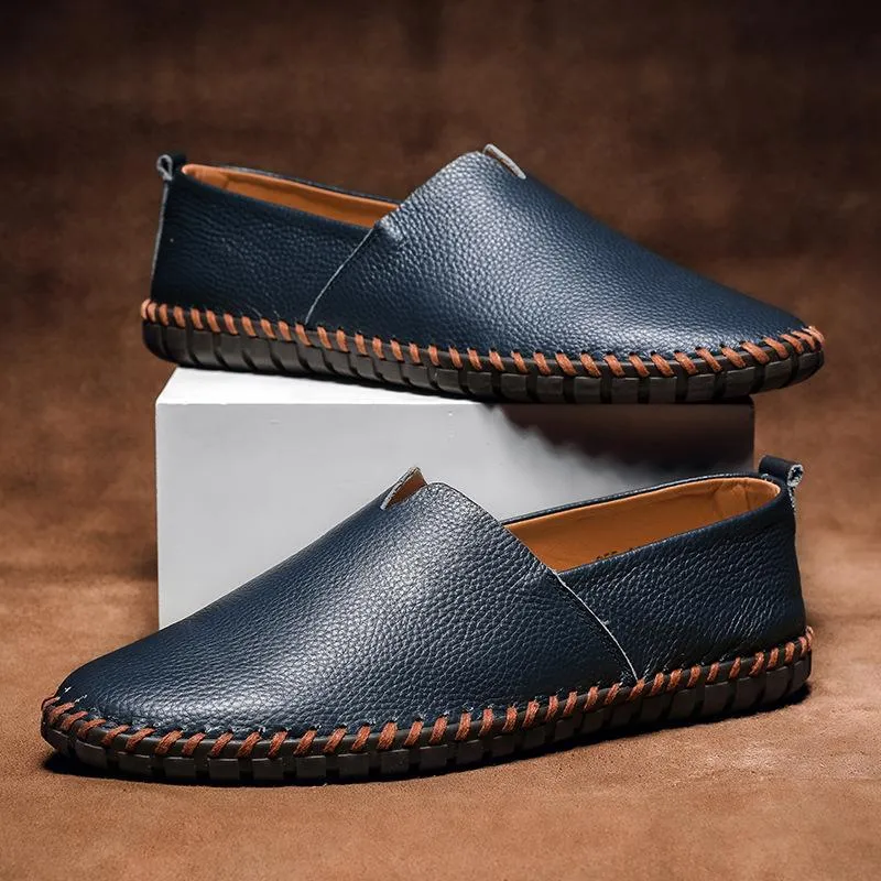 Men's casual low-top breathable leather shoes