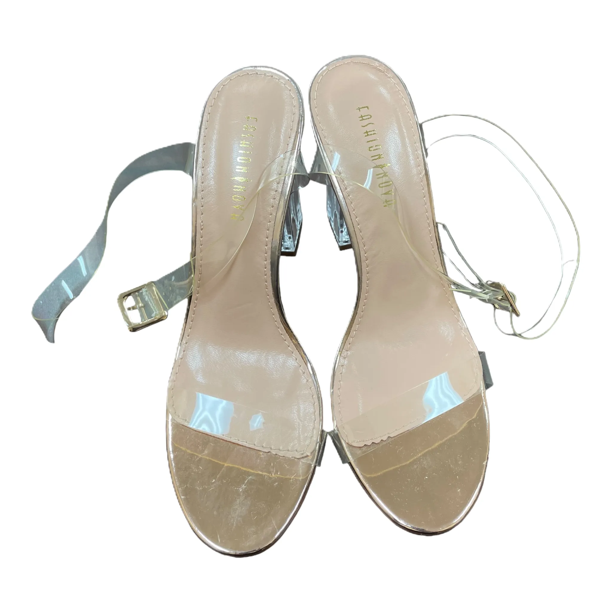 Peach Sandals Heels Stiletto By Fashion Nova, Size: 7.5
