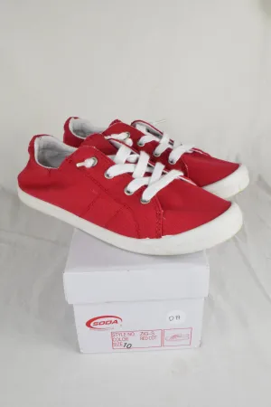 Soda Flat Women Shoes Linen Canvas Slip On comfy Sneakers Lace Up Red Size 10